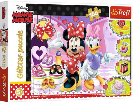 Puzzle 100 Glitter Minnie i błyskotki TREFL