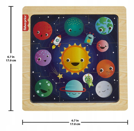 FISHER PRICE PUZZLE DREWNIANE 9 elementów KOSMOS PLANETY dla dzieci +2 lata HXV16
