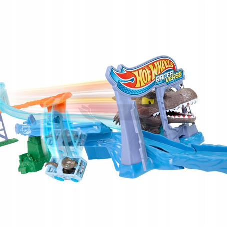 HOT WHEELS RACER VERSE JURASSIC WORLD Morski dinopościg, Tor wyścigowy JFP32