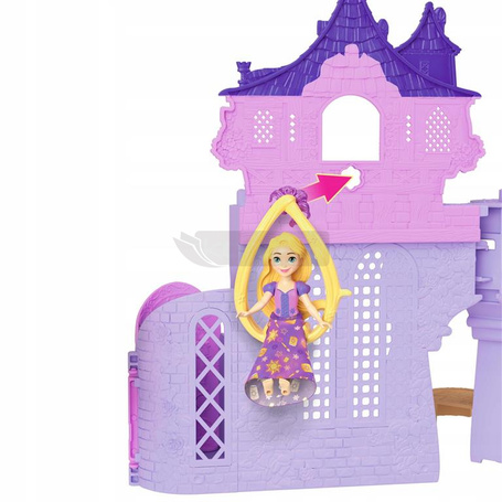 DISNEY LALKA KSIĘŻNICZKA ROSZPUNKA Pałac Roszpunki zestaw z małą lalką JDP61