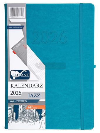 Kalendarz 2026 A4 dzienny Jazz turkusowy