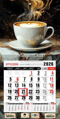 Kalendarz 2026 jednodzielny mini caffe latte