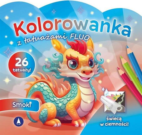 Kolorowanka z tatuażami fluo Smoki
