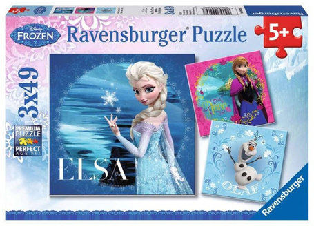 Puzzle 3x49 elementów Kraina Lodu Elsa Anna i Olaf