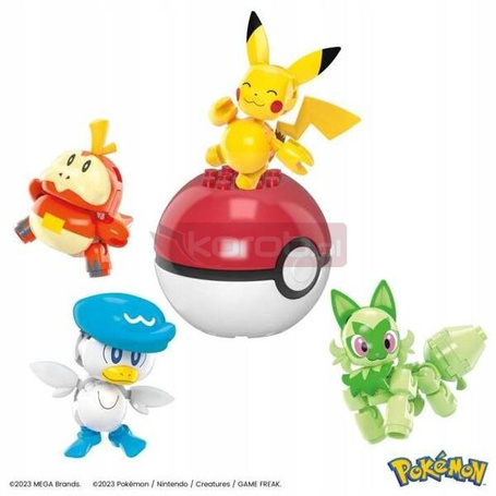 MEGA POKEMON KLOCKI 79el ZESTAW Towarzysze z Paldei 4 Pokemony + Pokeball HPX92