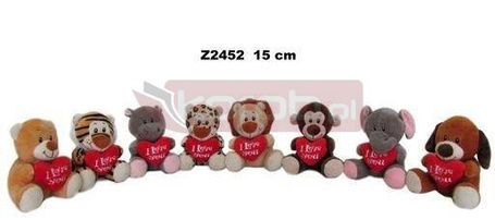 Zwierzęta z sercem 15cm MIX