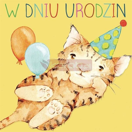 Karnet kwadrat CL4215_PO Urodziny Kotek