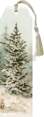 Zakładka 155 ze wstążką Zimowy las Święta BN