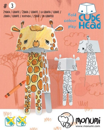 Cube head. Żyrafa. Złóż i pokoloruj