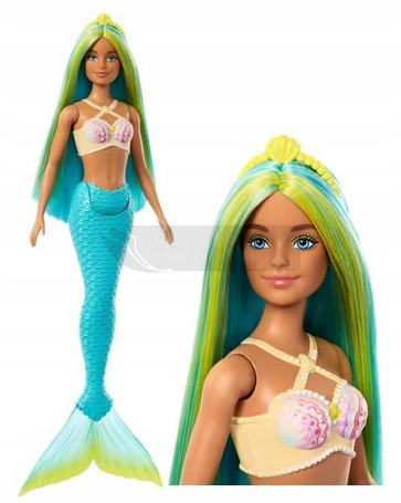 LALKA BARBIE SYRENKA turkusowy ogon, turkusowo-żółte włosy HRR03