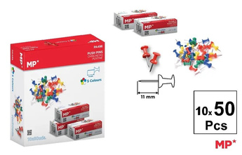 Kolorowe pinezki 11mm 10x50szt