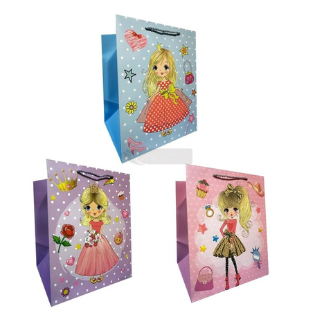 Torebka prezentowa dziecięca M szerokie dno mix