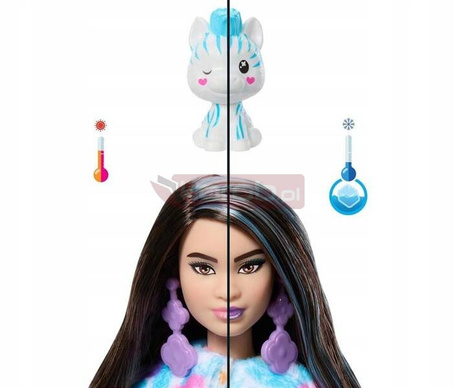 BARBIE CUTIE REVEAL KOLOROWE MARZENIA Lalka w kostiumie zwierzątka ZEBRA HRK39
