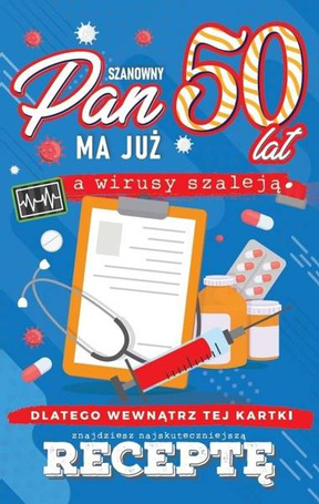 Karnet Urodzinowy z receptą 50