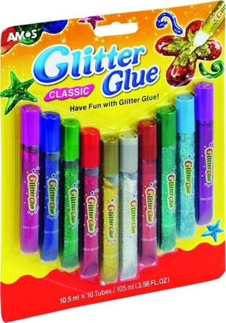 Klej Glitter Glue classic 10 kolorów blister AMOS