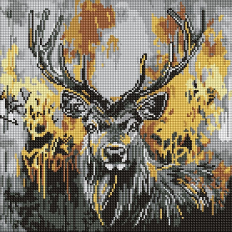 Diamentowa mozaika - Złoty jeleń 40x40cm