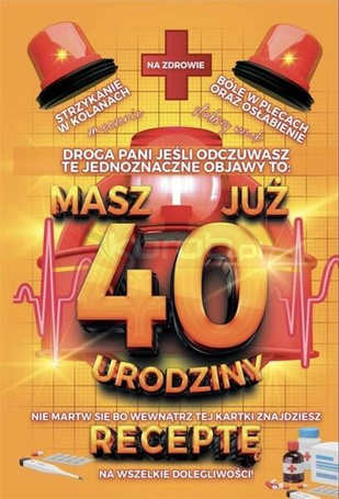 Karnet Urodzinowy z receptą 40
