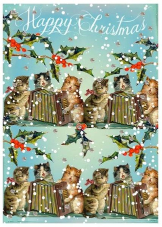 Karnet B6 brokat z kopertą Święta koty