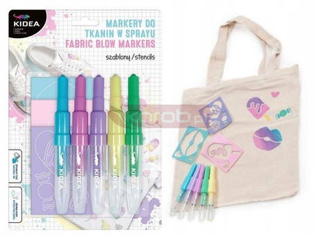 FLAMASTRY MARKERY DO TKANIN BUTÓW W SPRAYU 6 KOL + szablony sweet love 8439