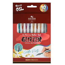 Długopisy żelowe brokat 10 kolorów