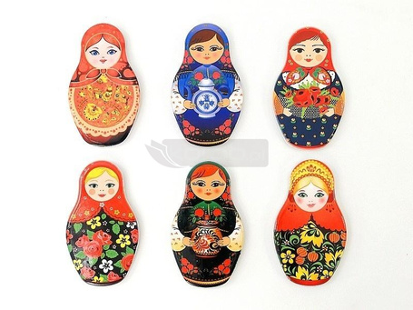 Magnes matrioszka 10x6cm ceramiczny MIX