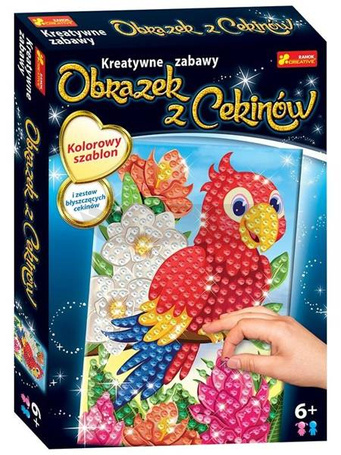 Obrazek z cekinów. Papuga