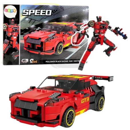 Klocki konstrukcyjne auto 2w1 GT3 czerwone 335el
