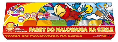 Farby do malowania na szkle 12 kol + 1 konturówka