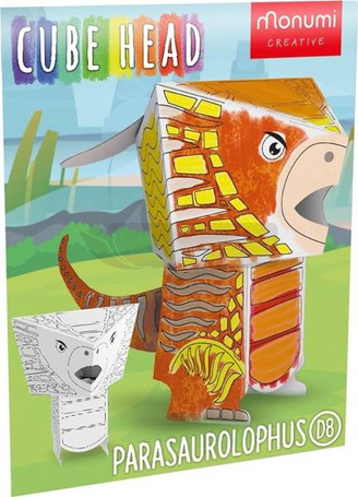 Cube head. Dino. Parazaurolof. Złóż i pokoloruj