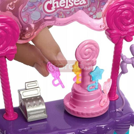 LALKA BARBIE CHELSEA STOISKO Z LIZAKAMI zestaw z lalką + akcesoria HRM07