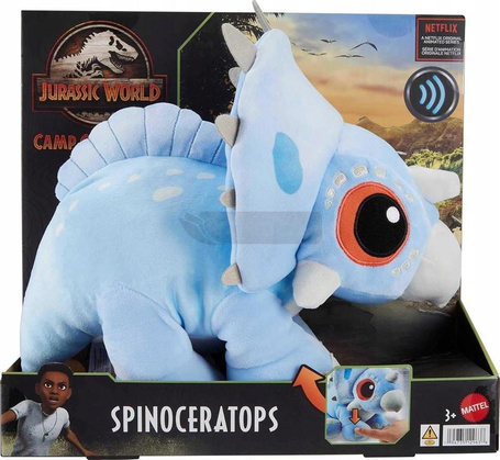 JURASSIC WORLD MASKOTKA DINOZAUR z dźwiękiem Spinoceratops Rózia HMK61
