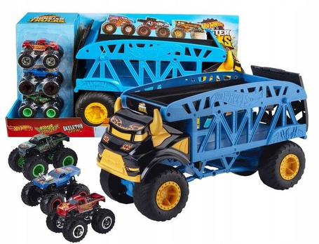 HOT WHEELS MONSTER TRUCK TRANSPORTER AUTEK Monster Mover + 3 autka GGB64