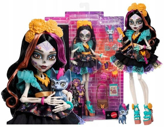 LALKA MONSTER HIGH SKELITA CALAVERAS + zwierzątko piesek Candelita JHK34