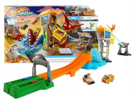HOT WHEELS RacerVerse Jurassic World ZESTAW TORÓW WYŚCIGOWYCH + 2 autka HTP12