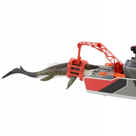 JURASSIC WORLD ODRODZENIE DINOZAUR Mozazaur i łódź ratunkowa JGG61