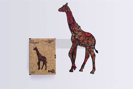 Puzzle drewniane eko 102 Cętkowana żyrafa A3