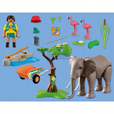 PLAYMOBIL Animal Friends 72068 Słoń z opiekunem zoo, zestaw dla dzieci +4