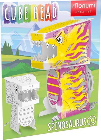 Cube head. Dino. Spinozaur. Złóż i pokoloruj