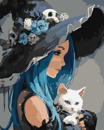 Malowanie po numerach - Dziewczyna z Białym Kotem