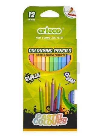 Kredki trójkątne pastelowe 12 kolorów CRICCO
