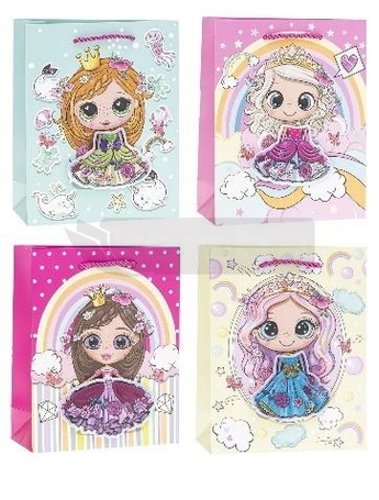 Torebka ozdobna 26x32x10cm hot-stamp mix ROZETTE