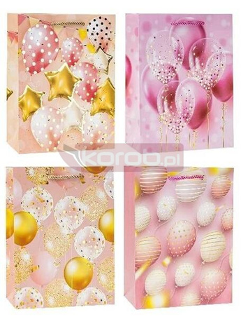 Torebka ozdobna 18x23x8 balony mix ROZETTE