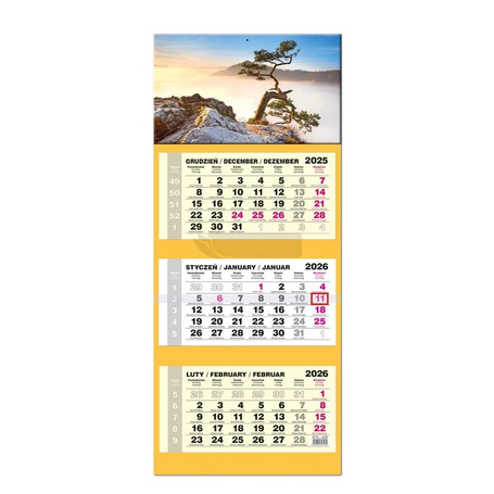 Kalendarz 2026 trójdzielny LUX gł. wypukła Pieniny