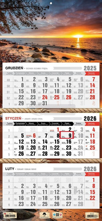 Kalendarz 2026 trójdzielny płaska główka orłowo