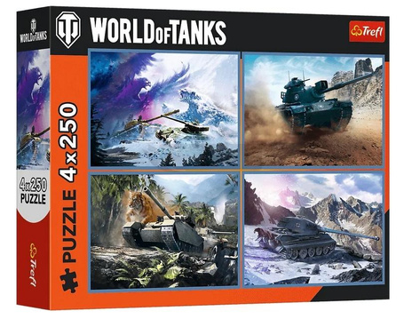 Puzzle 4x250 Wielka bitwa czołgów TREFL