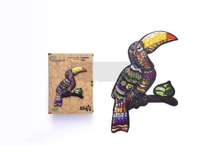 Puzzle drewniane eko 127 Tropikalny tukan A3