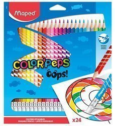 Kredki Colorpeps Oops trójkątne z gumką 24 kol