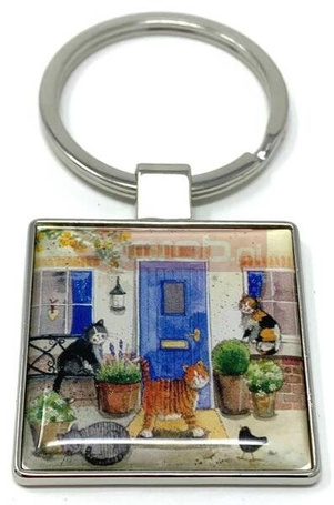 Brelok do kluczy K07 Koty przed domem