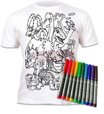 Koszulka do wielokrotnego kolorowania Dinozaur 3-4