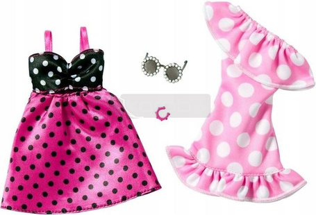 BARBIE UBRANKO DLA LALKI 2-pak HYV04 sukienka w kropki, sukienka w grochy